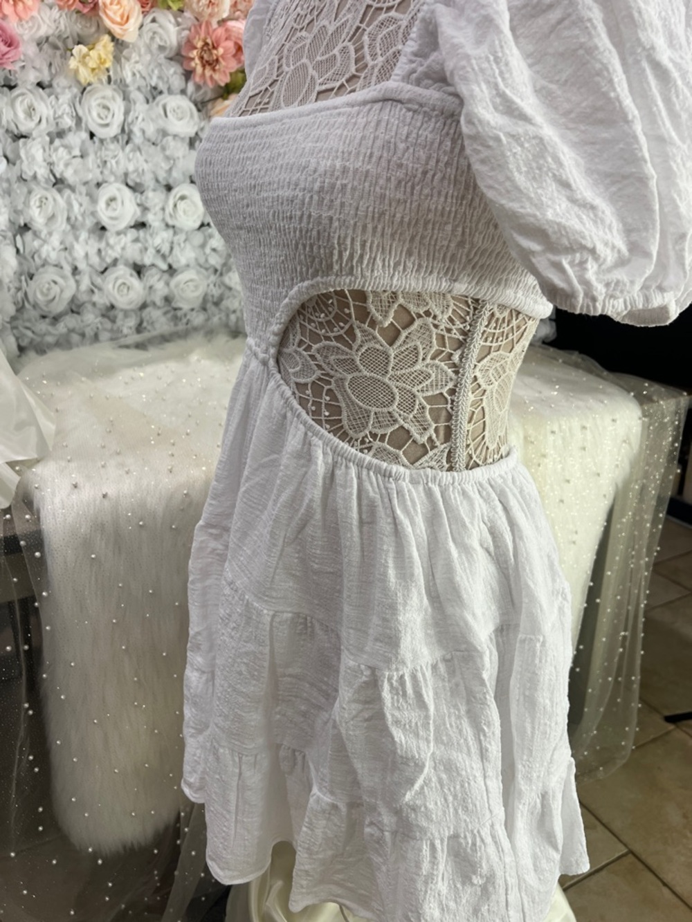 Olivaceous White Sundress 100 cotton - Picture 7 of 14